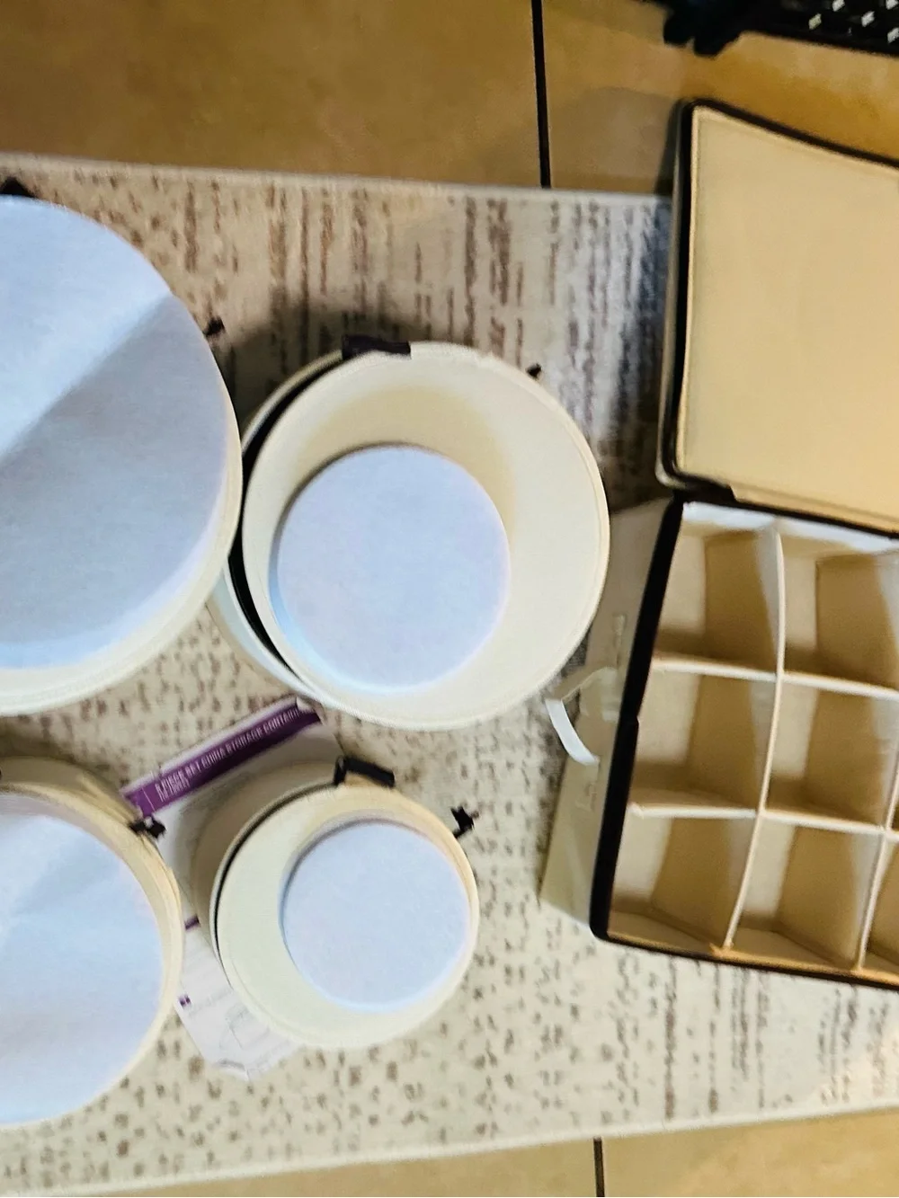 Beige Padded Mug and Dish Storage Box - Beige